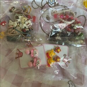 Kids Cartoon Hair Accessories Set & Bracelet  and Children's cartoon earrings